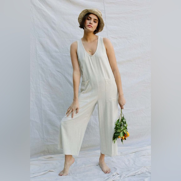 Burgundy Rachel Pally Linen Blend Jumpsuit - Picture 2 of 3